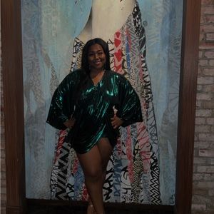 Green Metallic Mini Dress